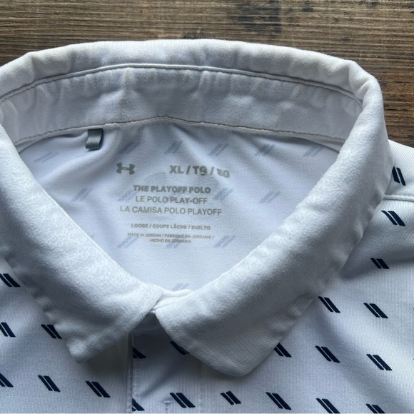 Under Armour Mens Playoff Polo White/ Navy Design Golf Shirt Performance Size XL - Picture 3 of 8